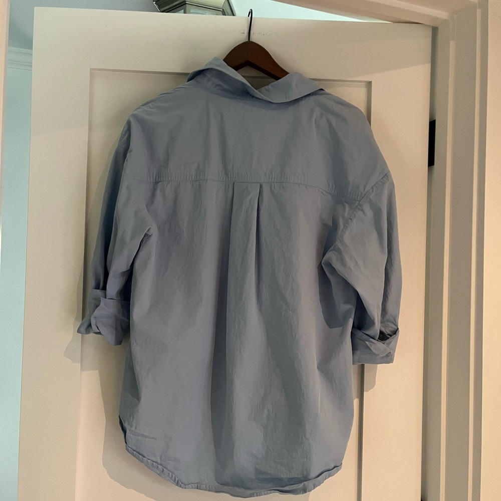 Anine Bing Mika Collared Button Down Shirt Blue - Picture 9 of 9